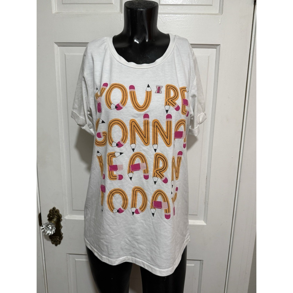 2 Small Teacher Short Sleeve T-Shirt School Theme